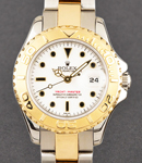 Yacht-Master 29mm in Steel with Yellow Gold Thunderbird Bezel on Oyster Bracelet with White Index Dial