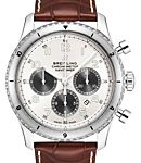 Navitimer 8 B01 Chronograph in Steel On Brown Crocodile Leather Strap with Silver Dial