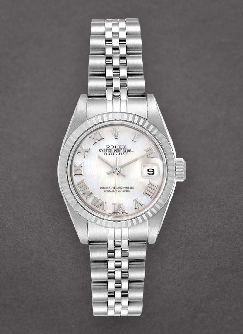 Pre-Owned Rolex Datejust 26mm Lady's in Steel with White Gold Fluted Bezel