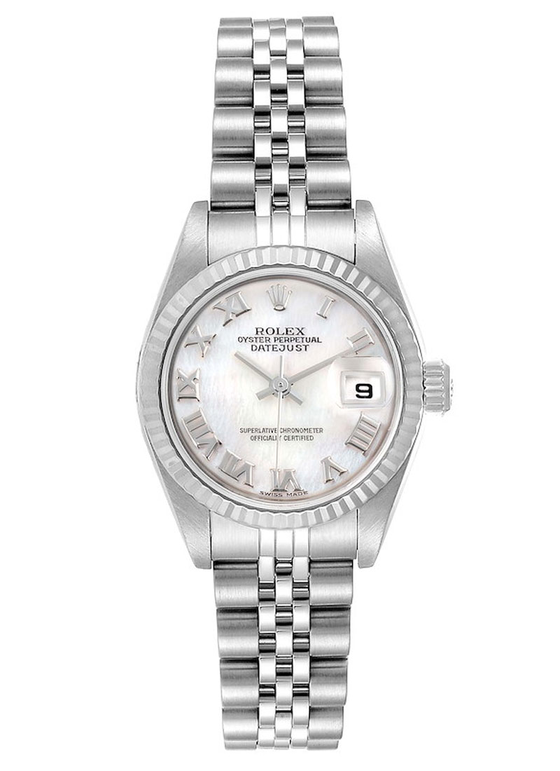 Pre-Owned Rolex Datejust 26mm Lady's in Steel with White Gold Fluted Bezel