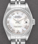 Datejust 26mm Lady's in Steel with White Gold Fluted Bezel on Jubilee Bracelet with MOP Roman Dial