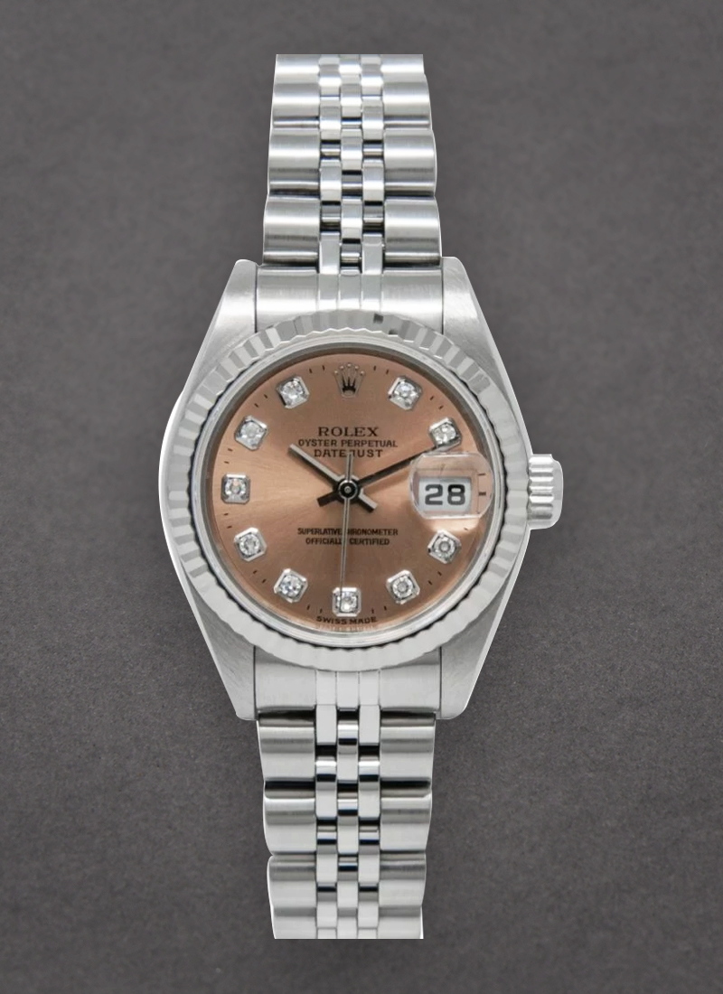 Pre-Owned Rolex Lady's Datejust 26mm in Steel with White Gold Fluted Bezel