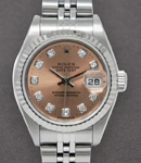 Lady's Datejust 26mm in Steel with White Gold Fluted Bezel on Jubilee Bracelet with Salmon Diamond Dial