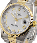 2-Tone Datejust 36mm with Yellow Gold Fluted Bezel on Jubilee Bracelet with White Roman Dial