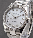 Oyster Perpetual 36mm with Aftermarket Diamonds on Oyster Bracelet with Custom MOP Diamond Dial and Bezel