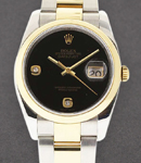2-Tone Datejust 36mm on Oyster Bracelet with Black Onyx 2 Diamond Dial