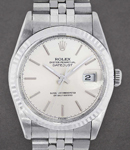 Datejust II in Steel with White Gold Fluted Bezel  on Steel Jubilee Bracelet with Silver Stick Dial