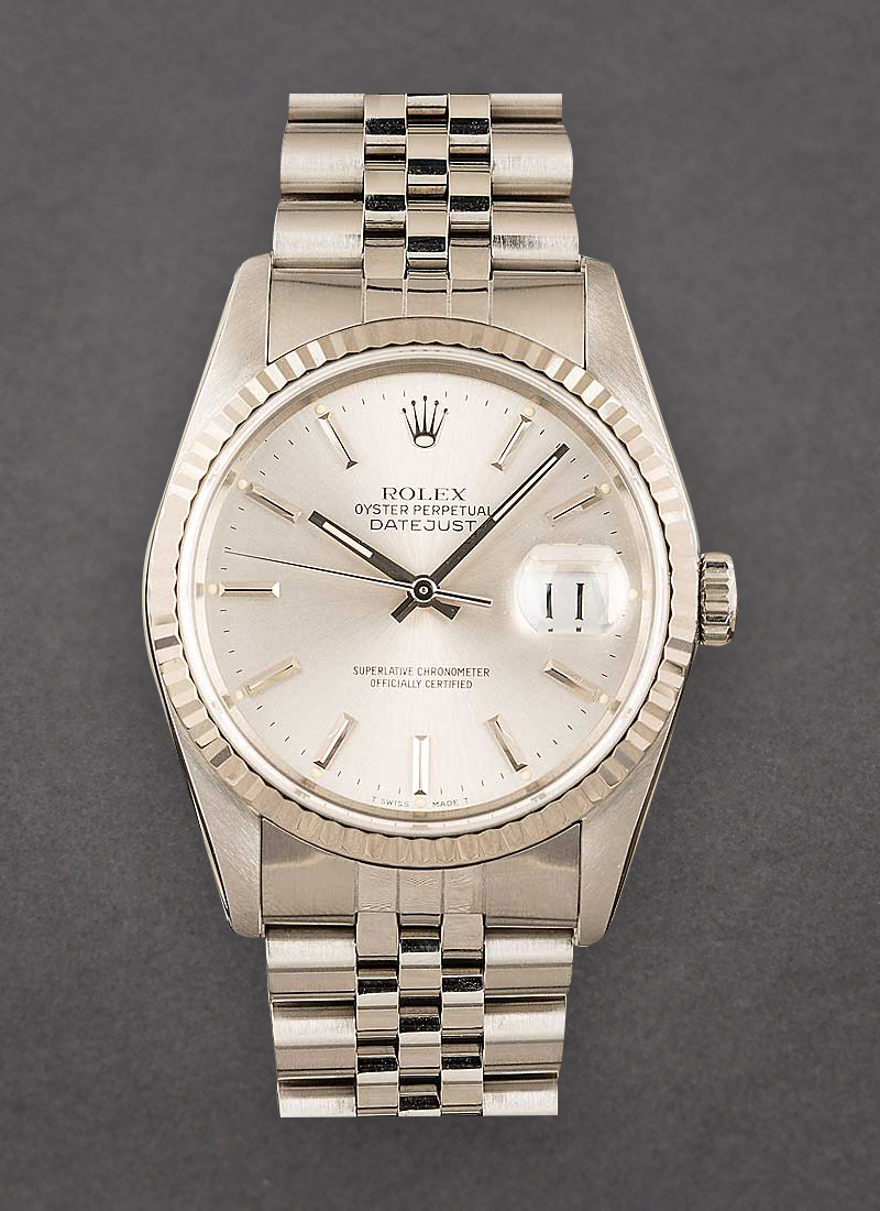 Pre-Owned Rolex Datejust in Steel with White Gold Fluted Bezel