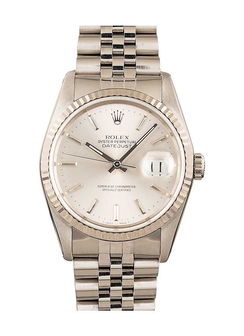 Pre-Owned Rolex Datejust in Steel with White Gold Fluted Bezel