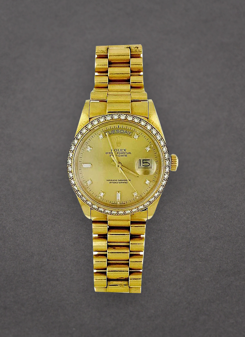 Pre-Owned Rolex Day-Date Men's in Yellow Gold with Diamond Bezel