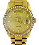 Day-Date Men's in Yellow Gold with Diamond Bezel On President with Champagne Diamond Dial