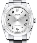 Date Oyster Perpetual in Steel with Domed Bezel  on Oyster Bracelet with Silver Roman Dial