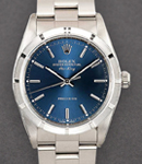 Air-King 34mm in Steel with Engine Turn Bezel on Oyster Bracelet with Blue Stick Dial