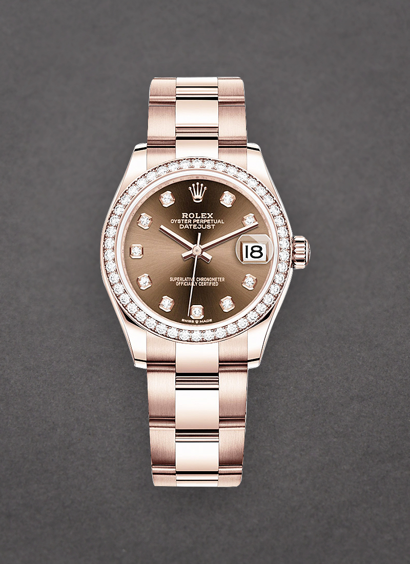 Rolex Unworn Datejust 31mm in Rose Gold with Diamond Bezel