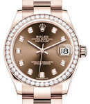 Datejust 31mm in Rose Gold with Diamond Bezel on Oyster Bracelet with Chocolate Diamond Dial