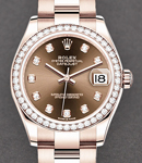 Datejust 31mm in Rose Gold with Diamond Bezel on Oyster Bracelet with Chocolate Diamond Dial