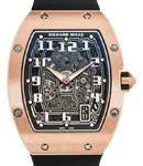 Rm 67-01 Extra Flat Automatic in Rose Gold on Black Rubber Strap with Skeleton Arabic Dial