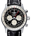 Navitimer Chronograph 45mm in Steel on Black Crocodile Leather Strap with Black Dial
