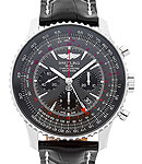 Navitimer GMT 48mm Limited Edition in Steel on Black Crocodile Leather Strap with Black Dial