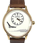 Jaquet Droz 43mm American Eagle in Yellow Gold on Brown Alligator Lather Strap with White Dial