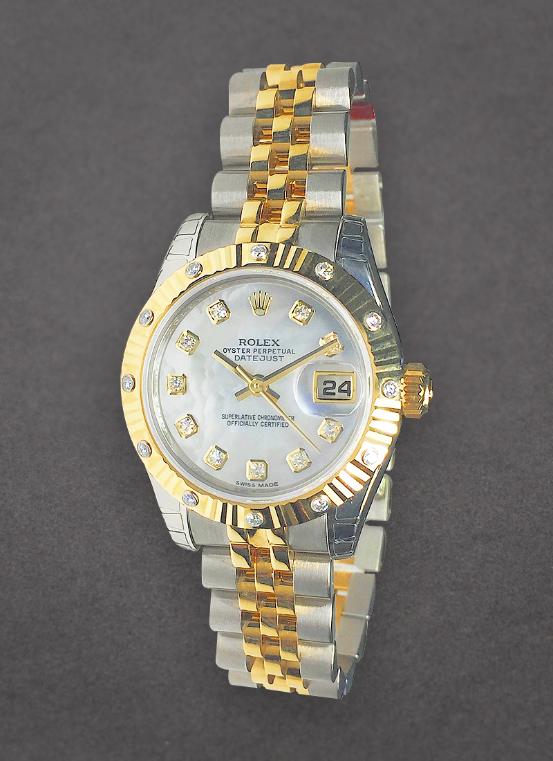 Pre-Owned Rolex Datejust 26mm in Steel with Yellow Gold Fluted 12 Diamond Bezel