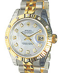 Datejust 26mm in Steel with Yellow Gold Fluted 12 Diamond Bezel on Jubilee Bracelet with MOP Diamond Dial