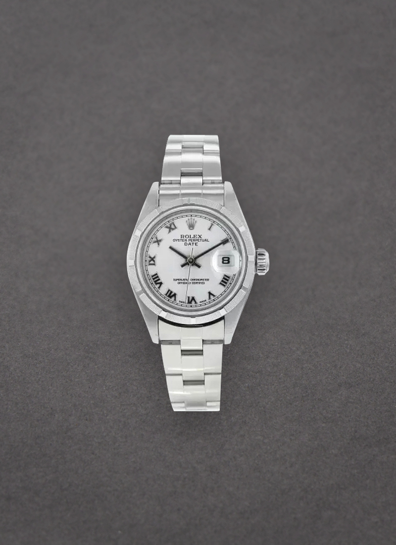 Pre-Owned Rolex Ladies Date 26mm in Steel with Engine Turn Bezel