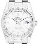 President Day Date 36mm in White Gold with Fluted Bezel on President Bracelet with White Stick Dial