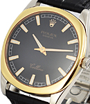 Cellini Danaos in Rose Gold with White Gold Lugs on Strap with Black Stick Dial