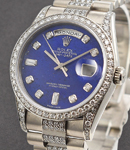 Day Date 36mm President with Factory Diamond Bezel, Lugs and Bracelet Lapis Diamond Dial - 100% Original Rolex Diamonds