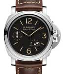 PAM 795 Luminor 8 Days Power Reserve Acciaio in Stainless Steel on Brown Calfskin Leather Strap with Black Dial