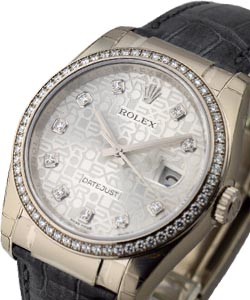 Datejust 36mm White Gold with Diamond Bezel on Strap with Silver Jubilee Diamond Dial