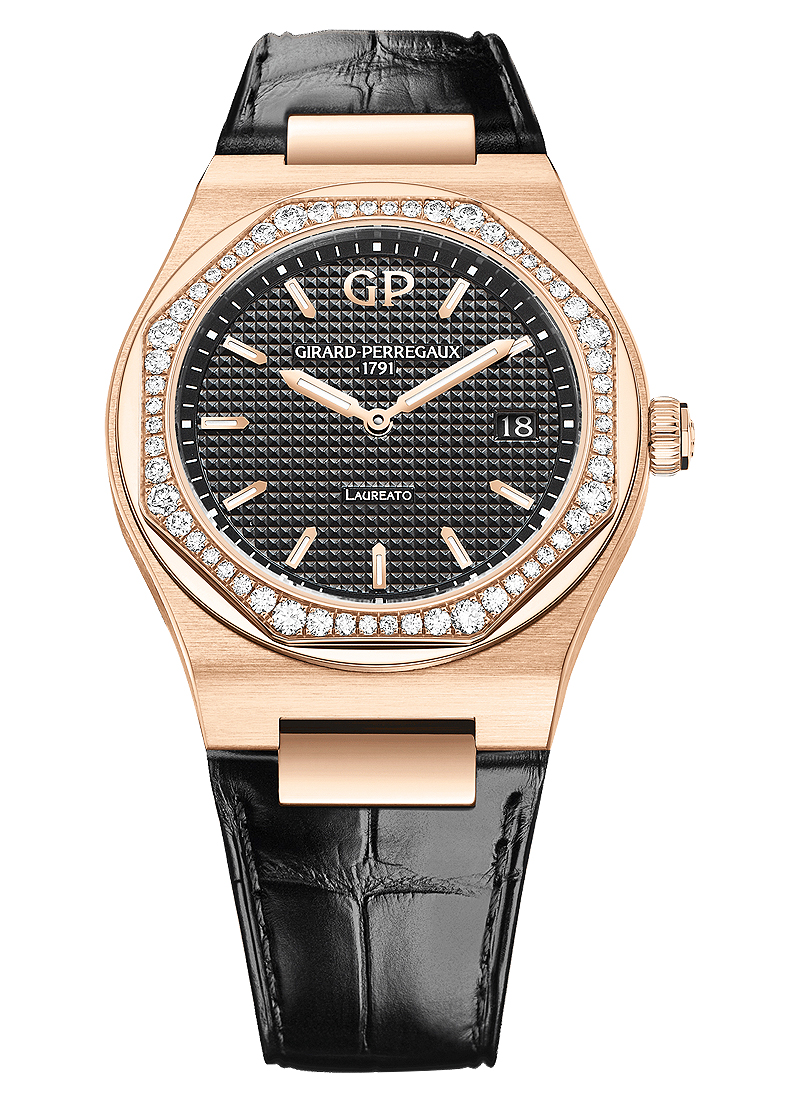Girard Perregaux Laureato 34mm Quartz in Rose Gold with Diamonds Bezel