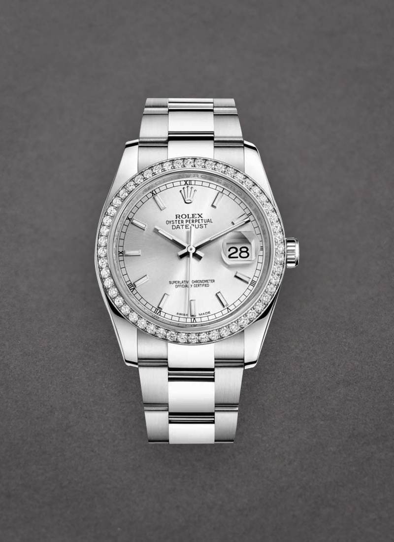 Pre-Owned Rolex Datejust 36mm in Steel with Diamond Bezel