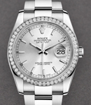 Datejust 36mm in Steel with Diamond Bezel on Oyster Bracelet with Silver Stick Dial