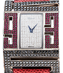 XTRAVAGANZA in White Gold with Diamond on Red Leather Strap with Pave Diamond Dial