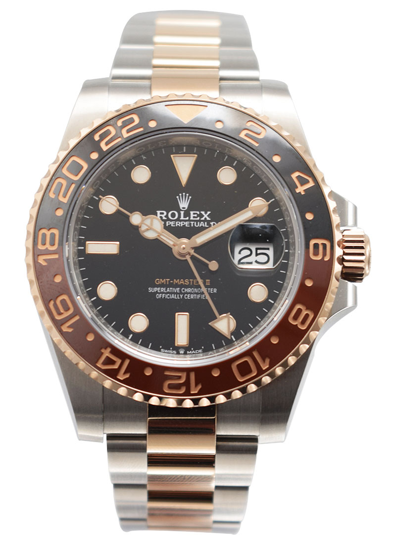 Rolex gmt master 2 rose gold two on sale tone