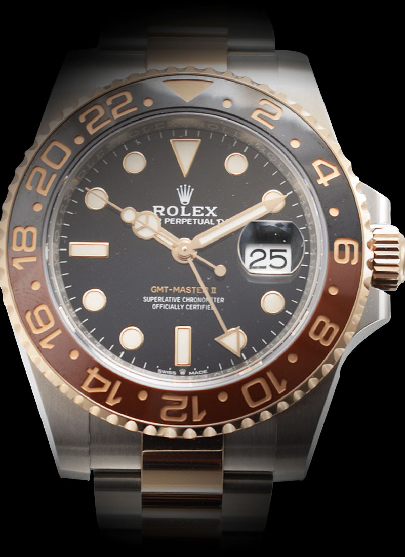 Rolex gmt rose hot sale gold steel