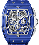 Spirit Of Big Bang Chronograph in Blue Ceramic - Limited Edition 100 pieces on Blue Alligator Leather/Rubber Strap with Skeleton Dial