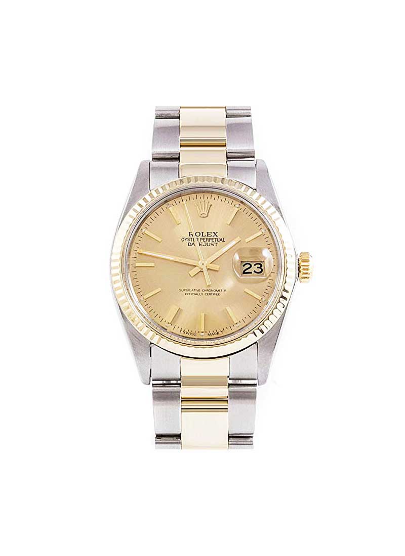 Pre-Owned Rolex Datejust 36mm in Steel with Yellow Gold Fluted Bezel 