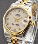 Mid Size 2-Tone Datejust with Fluted Bezel on Jubilee Bracelet with Ivory Jubilee Arabic Dial