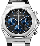 Laureato Chronograph in Steel on Black Alligator Leather Strap with Black Dial