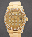 President  Day-Date 36mm in Yellow Gold with Diamonds Bezel on President Bracelet with Pave Diamond Dial