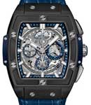 Spirit of Big Bang 42mm in Black Ceramic On Blue Crocodile Leather Strap with Sapphire Crystal Dial