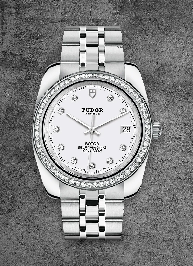 Tudor Classic Date 38mm Automatic in Steel with Diamond Bezel