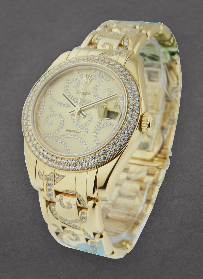 Pre-Owned Rolex Masterpiece 34mm Midsize in Yellow Gold with 2-Row Diamond Bezel