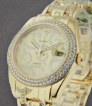 Masterpiece 34mm Midsize in Yellow Gold with 2-Row Diamond Bezel on Pearlmaster Diamond Bracelet with Champagne Diamond Dial