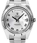 President Day Date 41mm in White Gold with Fluted Bezel on President Bracelet with Rhodium Roman Dial