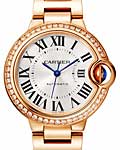 Ballon Bleu de Cartier in Rose Gold with Diamond Bezel On Rose Gold Bracelet with Silver Sun-Brushed Dial