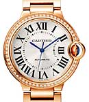 Ballon Bleu de Cartier in Rose Gold with Diamond Bezel On Rose Gold Bracelet with Silver Sun-Brushed Dial
